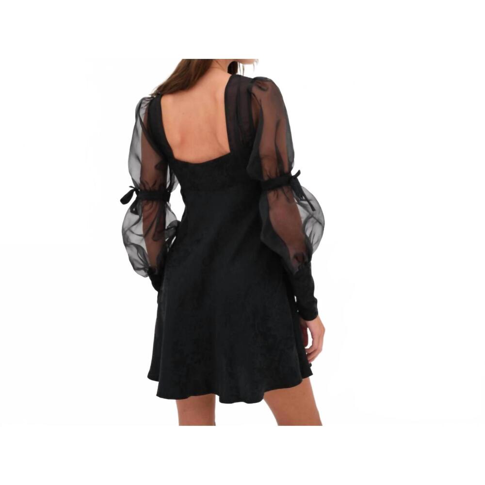 NEW FOR LOVE & LEMONS gabrielle puff sleeve mini dress in black - Picture 4 of 5